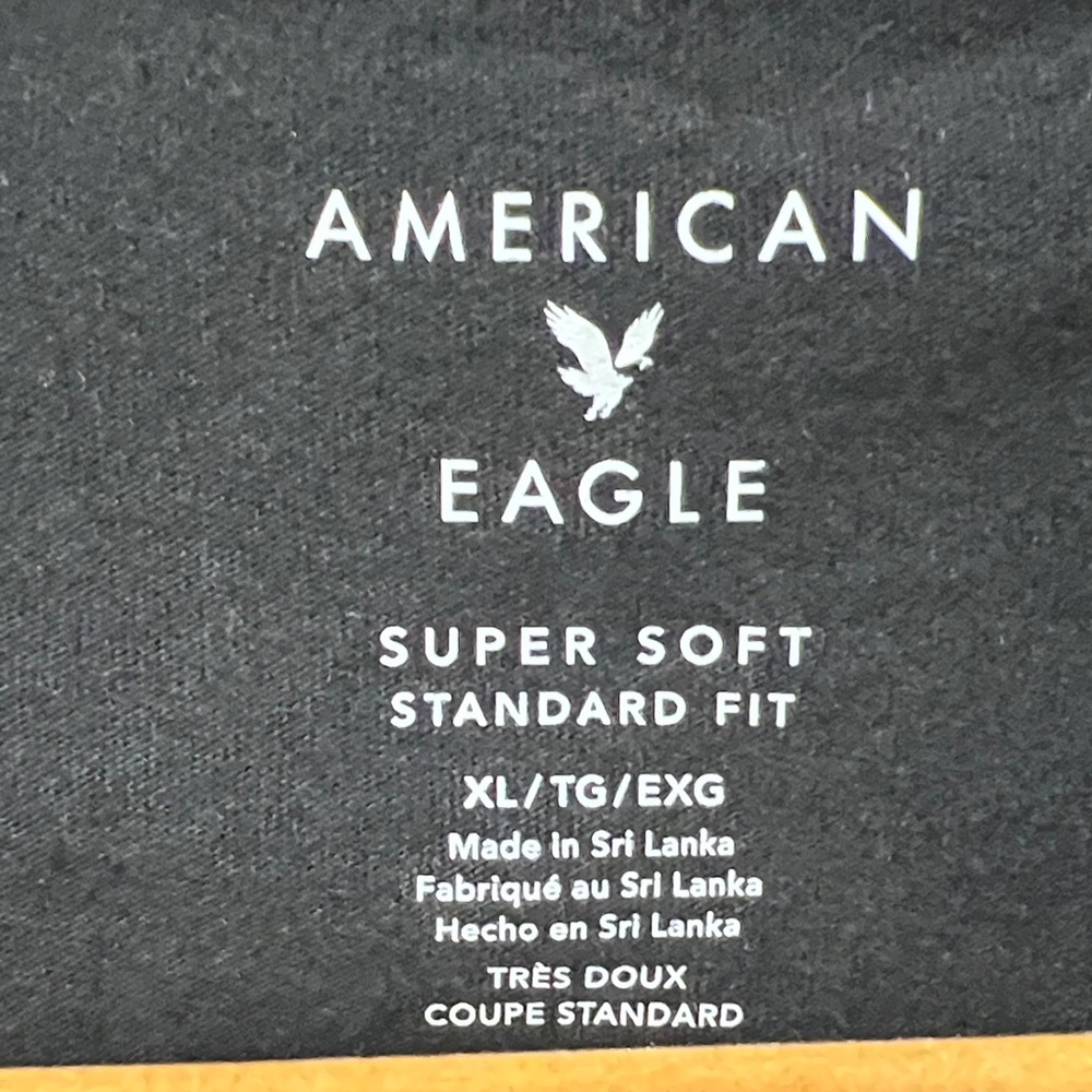 American Eagle Outfitters Men’s Black Long-Sleeve Tee with White Eagle Graphic - Picture 2 of 6